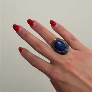 Elegant Silver and Blue Stone Ring